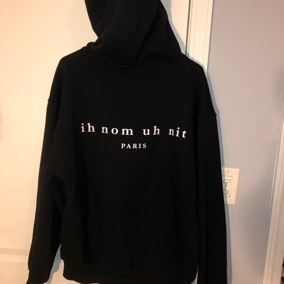 UNISEX ih nom uh not PARIS black drawstring hoodie - Picture 2 of 3